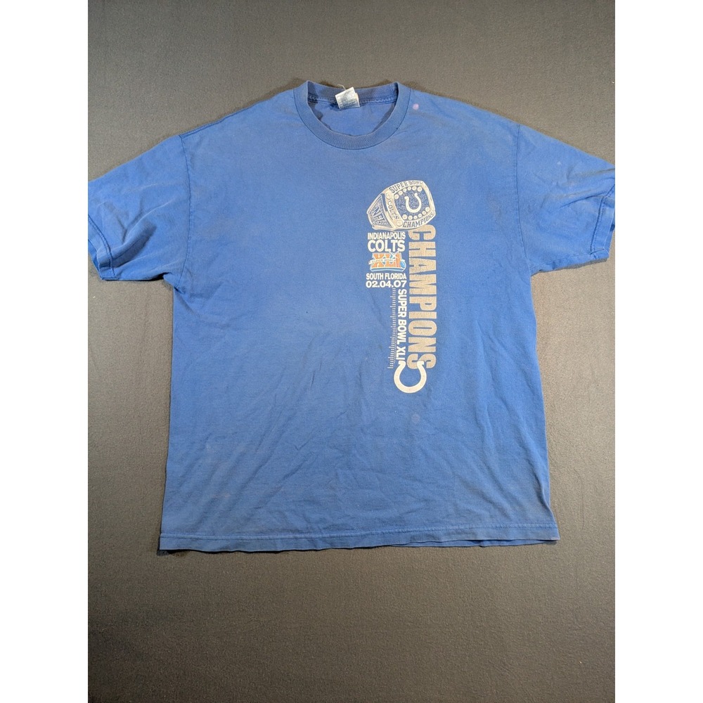 2007 Indianapolis Colts Super Bowl Champions NFL Blue‎ T Shirt Size XL AAA Tag